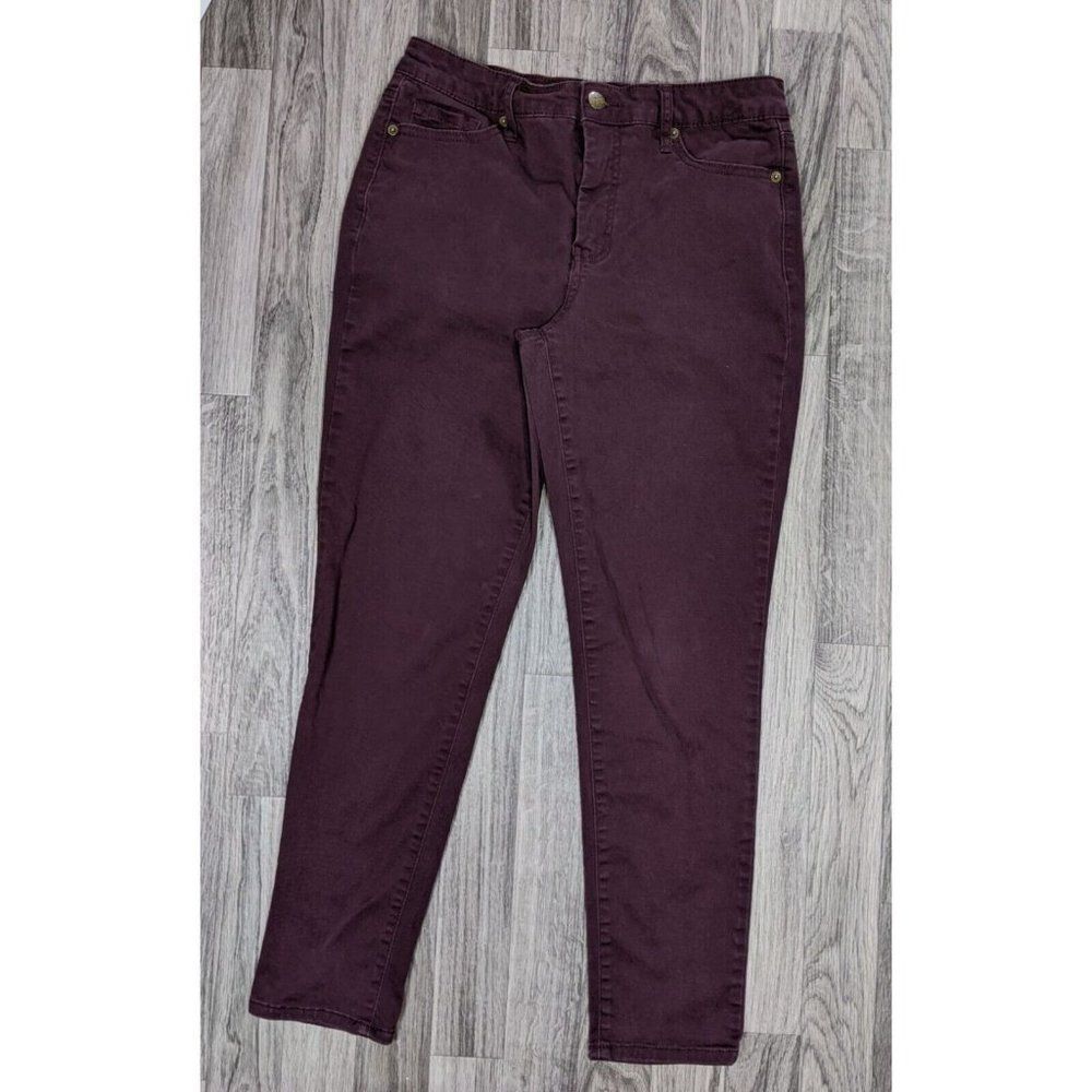 (3/$35)Jessica Simpson Size 6 High Rise Skinny Ankle Burgundy Purple Denim Jeans